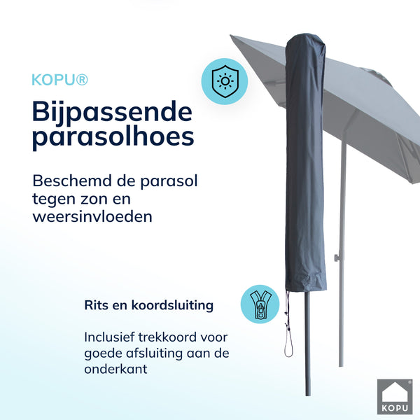 Kopu® Leon Parasol Rechthoek 150x250 cm - Balkonparasol met Hoes - Grijs
