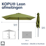 Kopu® Leon Parasol Hoogteverstelbaar 150x250cm met Hoes - Olijfgroen