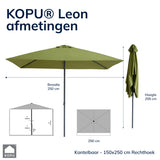 Kopu® Leon Parasol Hoogteverstelbaar 150x250cm met Hoes - Olijfgroen