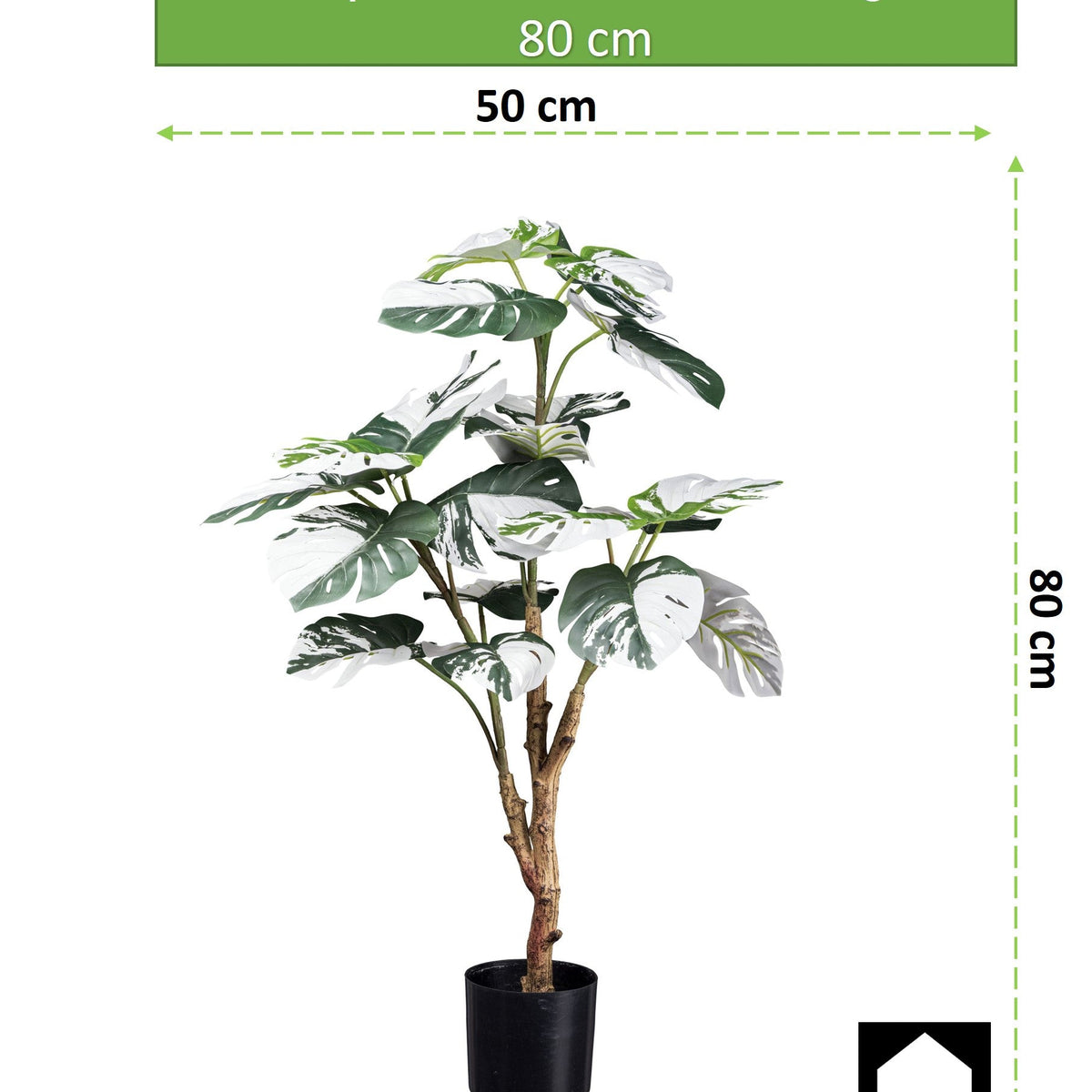 Kopu® Kunstplant Monstera Variegata 80 cm - 21 bladeren - Gatenplant