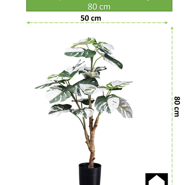 Kopu® Kunstplant Monstera Variegata 80 cm - 21 bladeren - Gatenplant