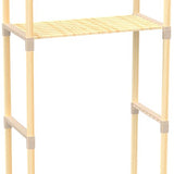 Fixwood 2-Laags Wasmachine Rek – Beige - Houten Opbergrek voor Wasmachine – Ruimtebesparend Badkamerrek 127 cm – Beukenlook – 33x66x127 cm