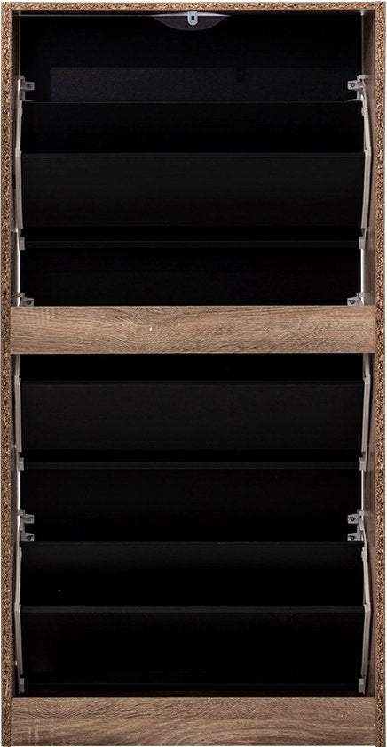 5five Schoenenkast 3 lades 60x24x118 cm voor 18 paar - bruin/zwart