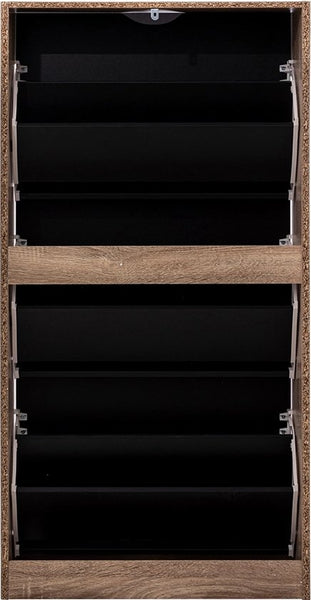 5five Schoenenkast 3 lades 60x24x118 cm voor 18 paar - bruin/zwart