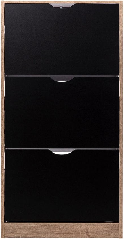 5five Schoenenkast 3 lades 60x24x118 cm voor 18 paar - bruin/zwart