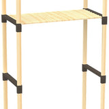Fixwood 2-Laags Wasmachine Rek – Zwart - Houten Opbergrek voor Wasmachine – Ruimtebesparend Badkamerrek 127 cm – Beukenlook – 33x66x127 cm