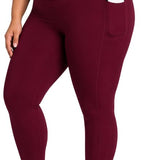 SparkNine Softcurve plus size legging - met zijzakken - XL - rood - zachte stof - ademend - niet doorschijnend
