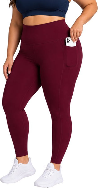 SparkNine Softcurve plus size legging - met zijzakken - 3XL - rood - zachte stof - ademend - niet doorschijnend