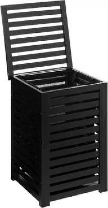Zwarte Bamboe wasmand 65 Ltr met deksel en waszak 40x40x58 cm - Zwart