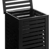 Zwarte Bamboe wasmand 65 Ltr met deksel en waszak 40x40x58 cm - Zwart