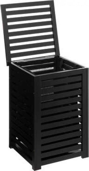 Zwarte Bamboe wasmand 65 Ltr met deksel en waszak 40x40x58 cm - Zwart