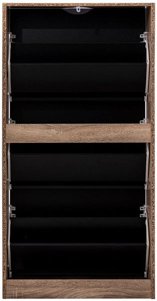 5five Schoenenkast 3 lades 60x24x118 cm voor 18 paar - bruin/zwart