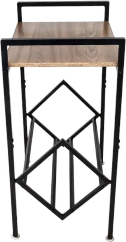Multifunctioneel LP Opbergsysteem - Zwart met Hout - LP Kast met Wielen - Bijzettafel & Nachtkastje - Langspeelplaat Houder & Organizer - Stijlvol Elpee Rek