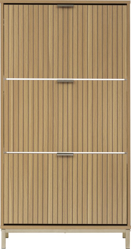 Schoenenkast Tasso 3 lades 24x63x131 cm - voor 18 paar - Bruin