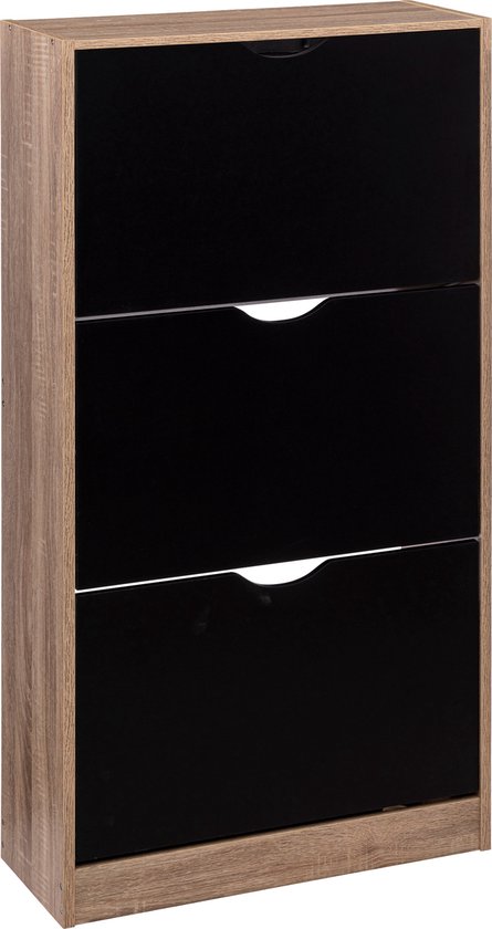 5five Schoenenkast 3 lades 60x24x118 cm voor 18 paar - bruin/zwart