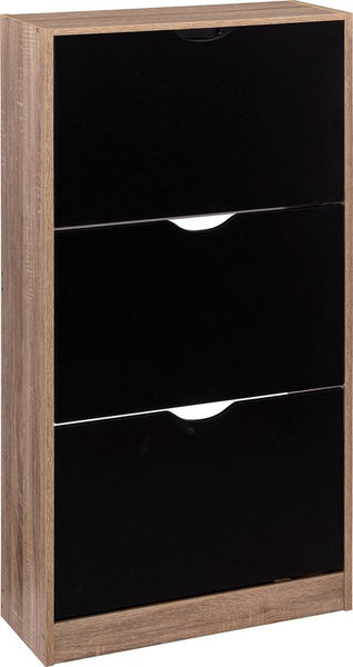5five Schoenenkast 3 lades 60x24x118 cm voor 18 paar - bruin/zwart