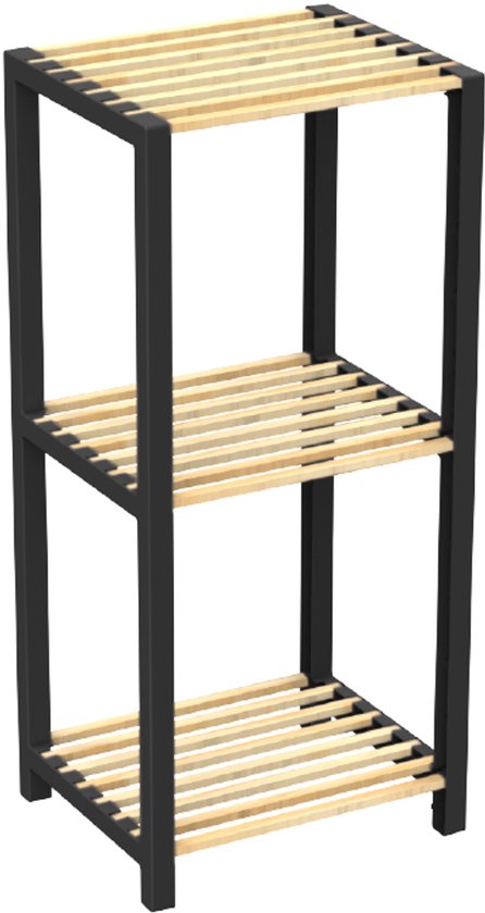 Fixwood Opbergrek 3 Lagen – Kunststof & Hout – Lichtgewicht Multifunctioneel Kastje – Voor Keuken, Woonkamer of Badkamer – 78 x 35 x 29 cm