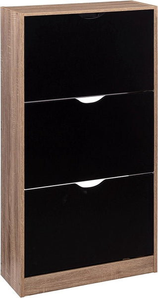5five Schoenenkast 3 lades 60x24x118 cm voor 18 paar - bruin/zwart