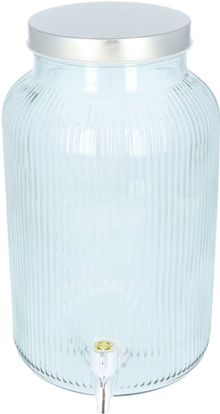 4goodz Glazen Sapkan Geribbeld glas - Limonadetap met kraan - 4 ltr
