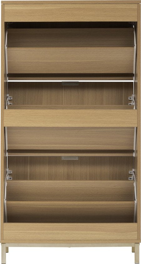 Schoenenkast Tasso 3 lades 24x63x131 cm - voor 18 paar - Bruin