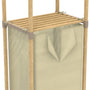 FixWood Houten Wasmand met Opbergplanken – Opbergrek met 2 Niveaus – Badkamer & Slaapkamer – Stijlvol & Stevig – Naturel