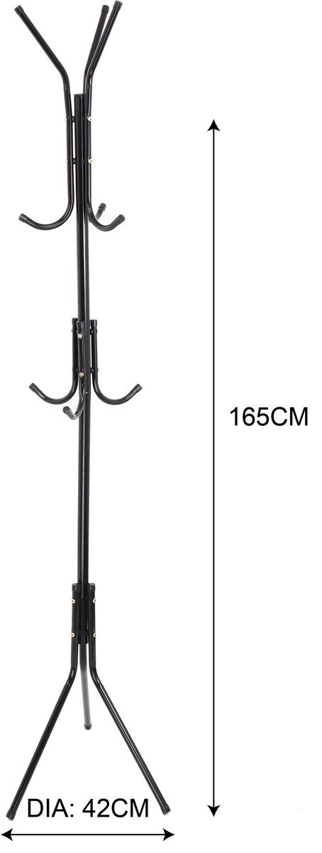 Kapstok Staand – Kledingrek met 9 Haken – Hoogte 165 cm – Staande Kapstok Metaal – Vrijstaande Kapstok – Wit – Voor Hal, Slaapkamer en Kantoor