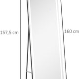 4goodz 2-in-1 staande passpiegel met LED-licht, vrijstaand, aluminium, verstelbaar licht