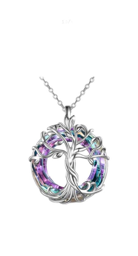 Levensboom met paarse steen - Ketting met hanger levensboom - Keltische boom - Cadeau - Verjaardag - Vaderdag - Moederdag
