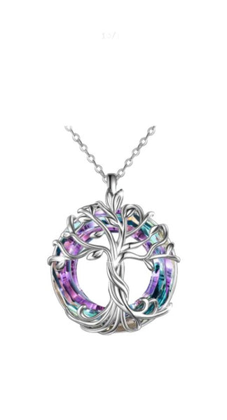 Levensboom met paarse steen - Ketting met hanger levensboom - Keltische boom - Cadeau - Verjaardag - Vaderdag - Moederdag