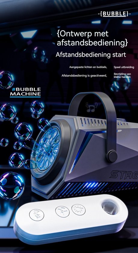 Professionele Bellenmachine met LED-Licht & Afstandsbediening – Krachtige Bubbelmachine voor Feest, Party, DJ, Bruiloft & Evenementen
