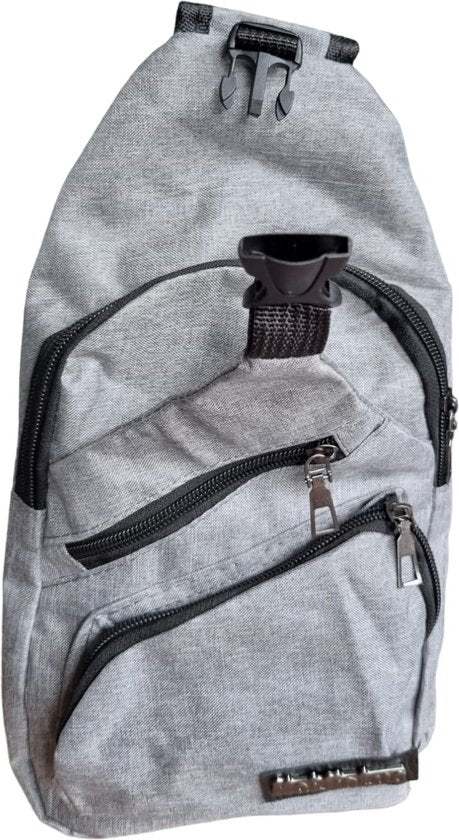 Sasemy - Borsttas Sling Bag Voor Heren - Sling Bag - 3 rits-vakken - Dames - Heren - Grijs #7 - 30 x 16 x 6 - Slingbag - Sbag - Schoudertas - Rugzak - Crossbody bag - Vaderdag Cadeau - Verjaardag Cadeau - Sinterklaas Cadeau - Kerst Cadeau
