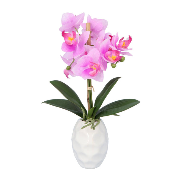 Kopu® Kunstplant Orchidee 33 cm in witte Sierpot 13x9cm - Roze