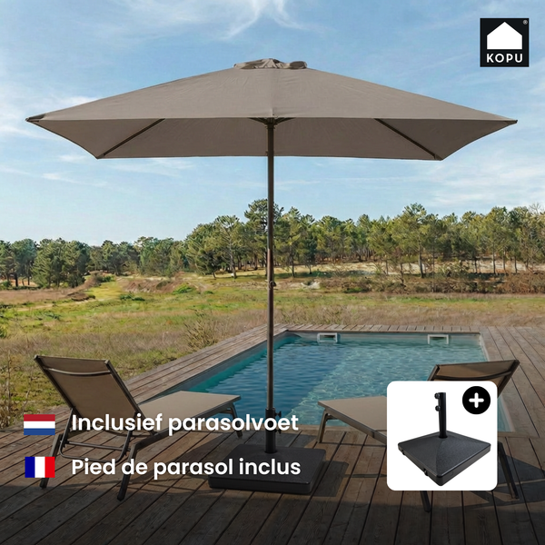 Kopu® Leon Parasol Rechthoek 150x250 cm - met Hoes en Voet - Taupe