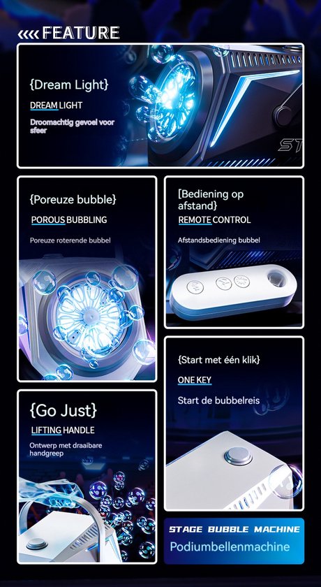 Professionele Bellenmachine met LED-Licht & Afstandsbediening – Krachtige Bubbelmachine voor Feest, Party, DJ, Bruiloft & Evenementen