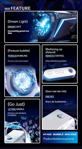 Professionele Bellenmachine met LED-Licht & Afstandsbediening – Krachtige Bubbelmachine voor Feest, Party, DJ, Bruiloft & Evenementen