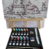 Nassau Fine Art - Leren Schilderen - Schilder Set - Volwassenen - Kinderen - Hobby - Inclusief Verf - Inclusief Kwasten - Canvas Bedrukt - Schildersezel - Moederdag - Vaderdag - Hobby - Professional - Verjaardag