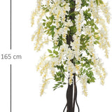 Kunstplant Blauwe Regen in witte uitvoering 165 cm in pot - Wit
