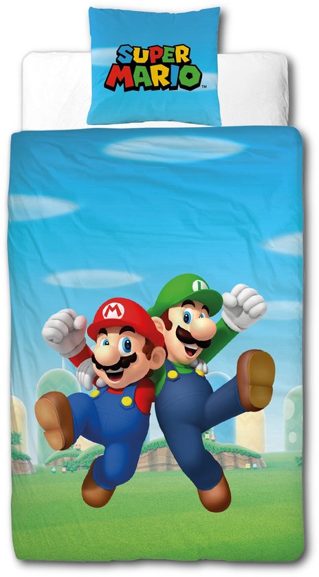 Super Mario - Mario en Luigi Microvezel Beddengoed Set (140x200cm + 63x63cm)