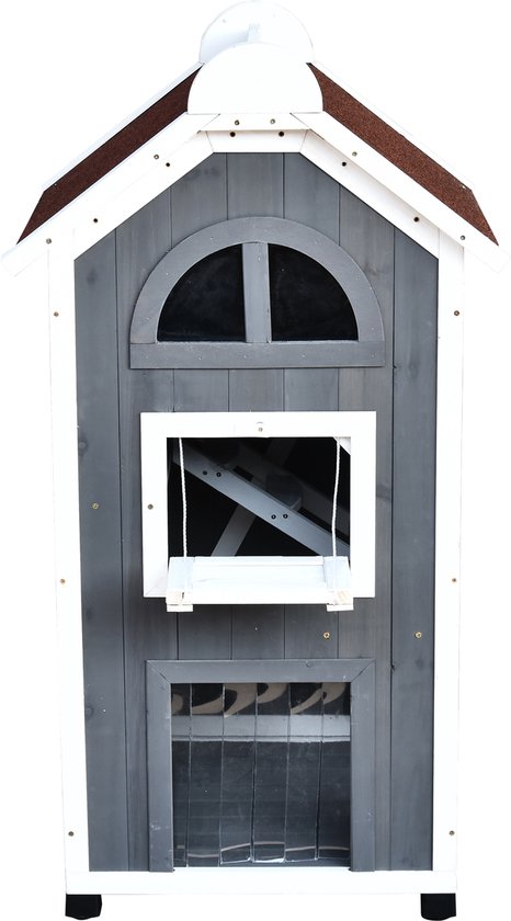 4goodz kattenvilla 2 verdiepingen 59x55x109 cm - Grijs