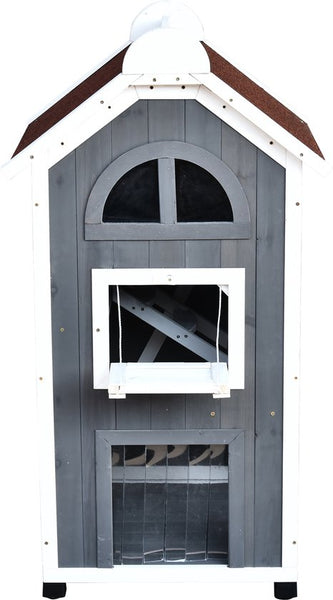 4goodz kattenvilla 2 verdiepingen 59x55x109 cm - Grijs