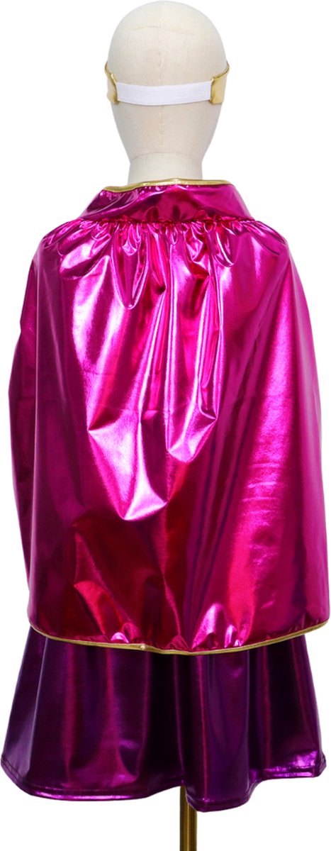 Metallic Superheldin Verkleedjurk met cape en kroon Roze & Paars
