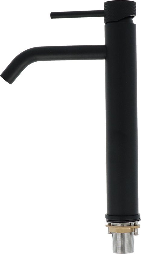 Luzzo® Serru - Messing Wastafelkraan Hoog Diamondgrip - Mat Zwart