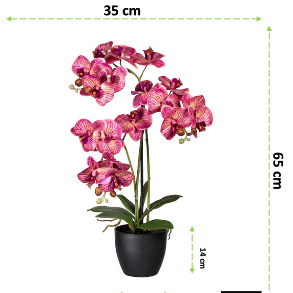 Kopu® Kunstbloem Orchidee 65 cm Lila met zwarte Sierpot - Phalenopsis