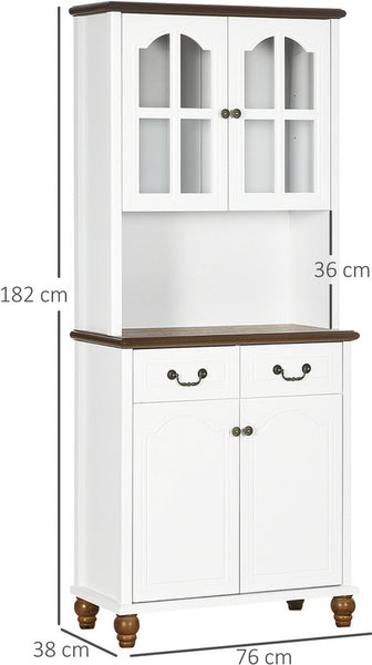 Keukenkast buffetkast met 2 laden en 2 Open vakken 76x38x182 cm