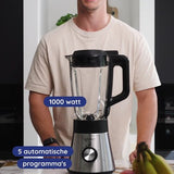 Safecourt Kitchen Power blender - 5 automatische programma's - Smoothie maker - 1300 Watt - RVS