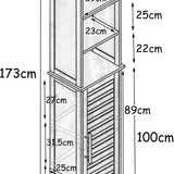 Badkamerkast Stockholm met deur en 6 planken 35x26x173 cm - Wit/Bruin