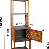 Acaciahout Hoge Badkamerkast 1 deur en 5 legplanken 30x38x170 cm