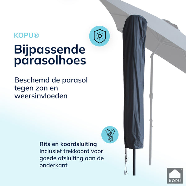 Kopu® Sevilla Parasol Rechthoek 200x300 cm met Hoes en Voet Grijs