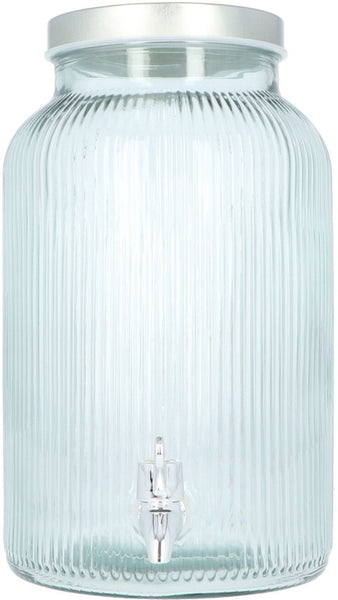 4goodz Glazen Sapkan Geribbeld glas - Limonadetap met kraan - 4 ltr