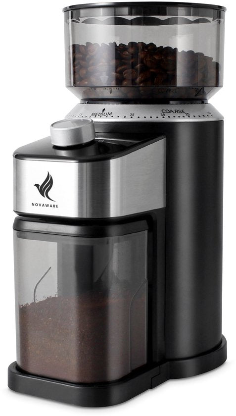 NovaWare Koffiemolen Pro – Elektrische Koffiemolen – Koffiebonen maler – Koffiemaler - Coffee Grinder - Zwart
